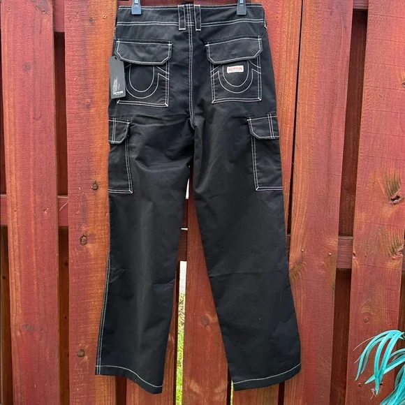 True Religion Black Cargo Pants with Contrast Stitching Size 27 - Picture 8 of 14